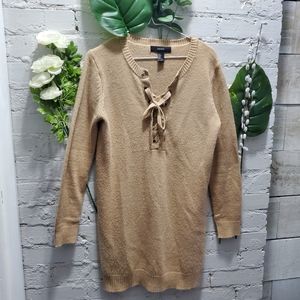 Forever 21 Tan Tie Up Sweater Dress